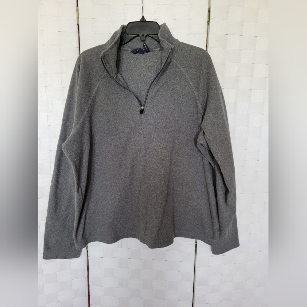 Lands' End Gray Fleece L 42-44 Pullover Zip Up